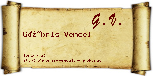 Gábris Vencel névjegykártya